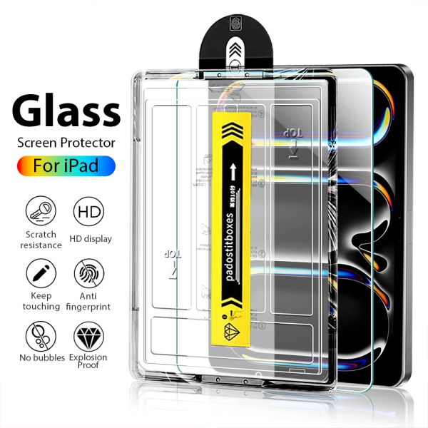 Tempered Glass For Ipad Air 5 4 3 Pro 13 11 M4 M2 2024 12.9 10 9 10th 9th Gen 10.9 Mini 6 8th 10.2 HD Clear Screen Protector Auto Dust Removal Installation