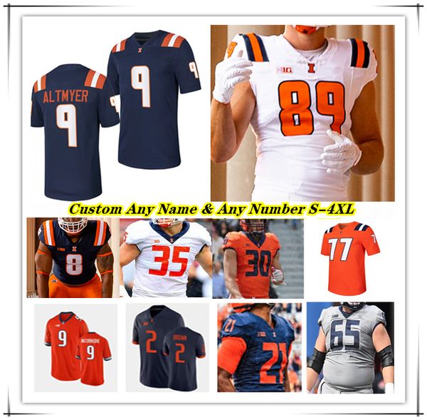 

Illinois College Football Jersey Luke Altmyer Kaden Feagin Ca'Lil Valentine Aidan Laughery Pat Bryant Zakhari Franklin Gabe Jacas Matthew Bailey Xavier Scott 4XL, Men navy style