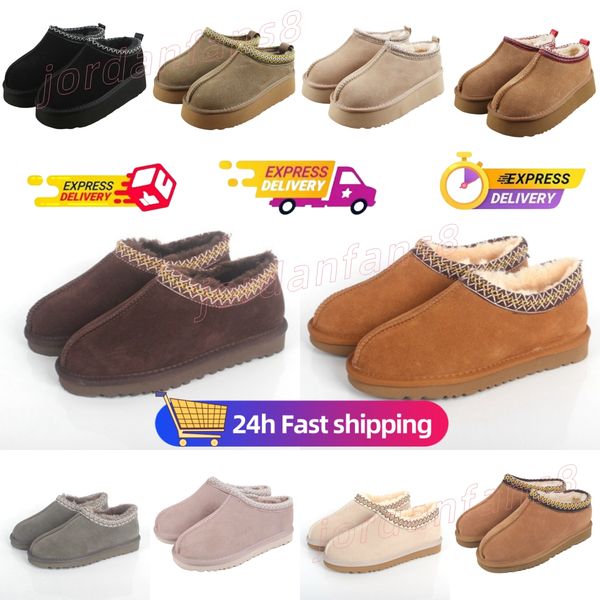 

Womens Tazz Slippers Tasman Fur Slides Classic Mustard Seed Sand Ultra Mini Platform Boot Slip-on Les Petites Suede Wool Seal Winter Designer shoes, Navy