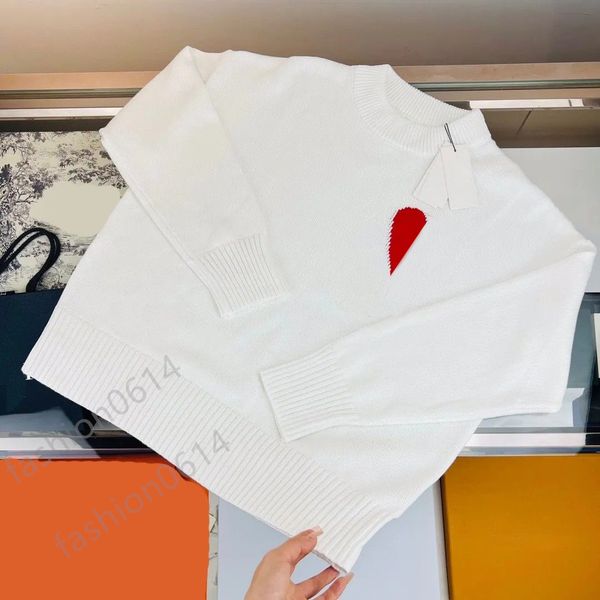 

Sweater Designer Women cardigan Korean Fashion polo Sweaters A Heart Pattern Mens Round Neck Knitwear sweatshirts Luxury Brand Lover A-line Small Red Heart clothing, Orange