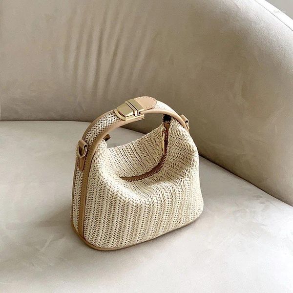 

Woven hot Beige Grass Crossbody - Boho Chic Summer Beach Shoulder Bag for Women, Crochet Straw Travel Purse