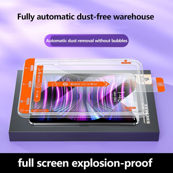 Auto Install Kit Tempered Glass Film Ipad Air 5 4 3 Pro 13 11 M4 M2 2024 12.9 10 9 10th 9th 8th Gen 10.2 10.9 inch Mini 6 HD Clear Screen Protector Dust-free