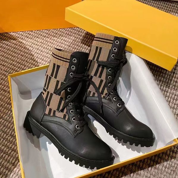 

Designer boots mid short winter boots warm high-quality women's boots classic style patent flat sole boots elastic surface Luxury boots Martin fashion boots size 35-41, #8