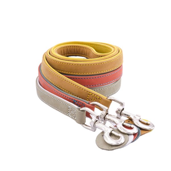 

Contrast Color Frosted Genuine Leather Pet Dog Leash Two-color, Red