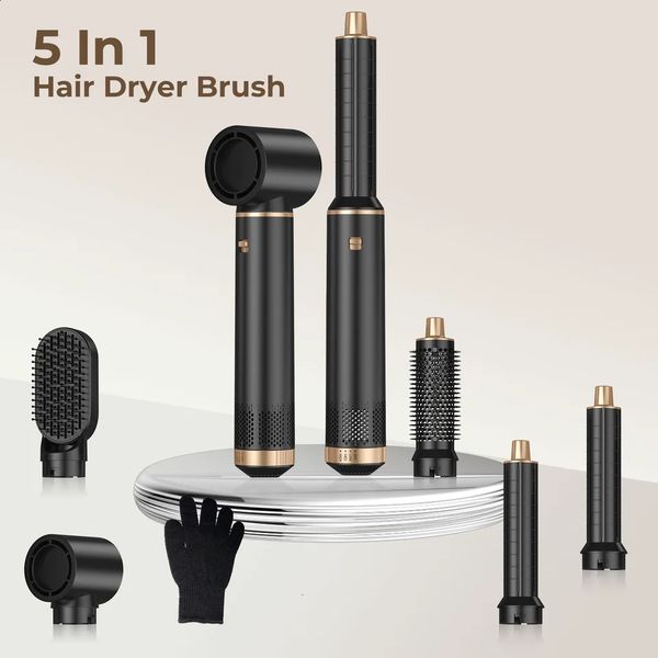 

5 in 1 High Speed Brushless Blow Dryer Air Styg Comb Auto Curler Negative Ionic Hair Heating Brush 240914, Blue