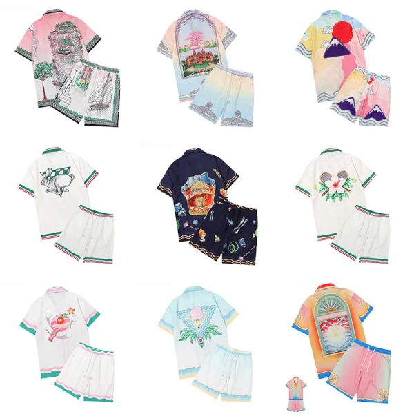 

25ss Sport Knit Rabbit Silk mens shirts designer Shirts Hawaiian Short Sleeved Men Slim Fit Dress Shirt Variety asian size, 1#