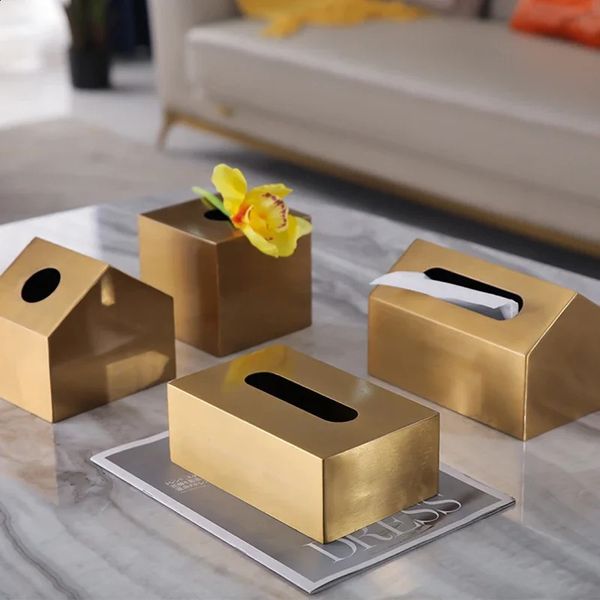 

Gold plated metal gold napkins organizer toilet paper holder decoration tissue box desktop home storage 240914
