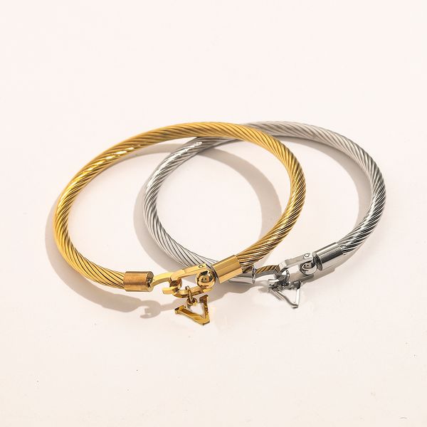 

Luxury Brand Designer Bangle Bracelet for Women 18K Gold Plated Stainless Steel Charm Wristband Cuff Jewelry Accessories