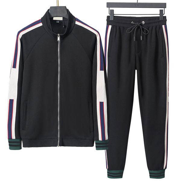 

Mens Designer Tracksuit with Letter Embroidery - Full Zip Long Sleeve Hoodie & Pants Set, Dark green