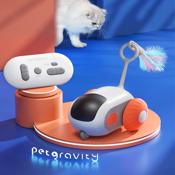 

Halloween Gravity intelligent running car electric remote control cat toy for self enjoyment feather teasing cat stick durable pet, Blue