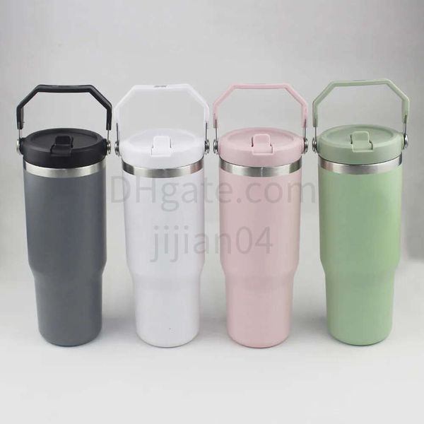 

Designer 30oz Tumbler H2.0 handheld Straw Lids Leopard Stainless Steel Coffee Car Vacuum Cup 30 oz Bottles for Water Cold Warm With Box S002, Blue
