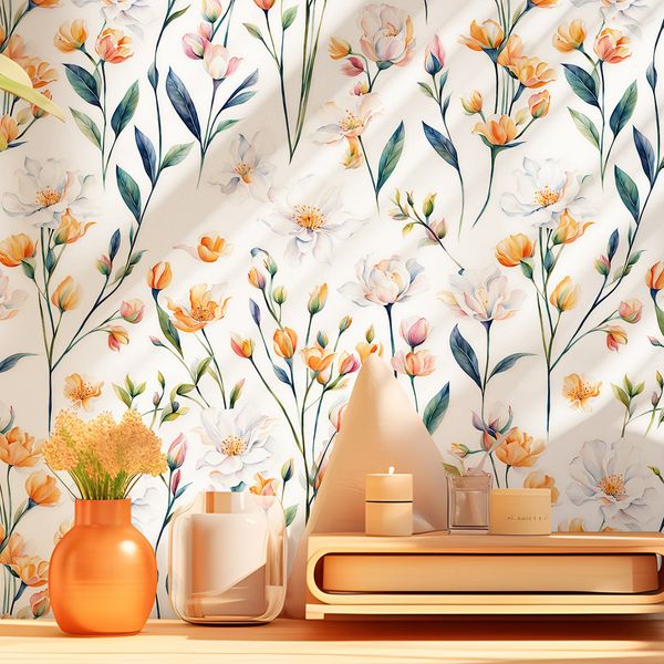 

Handcrafted Elegant Watercolor Flower Wall Art for Stylish Home Decoration, Green plants and flowers