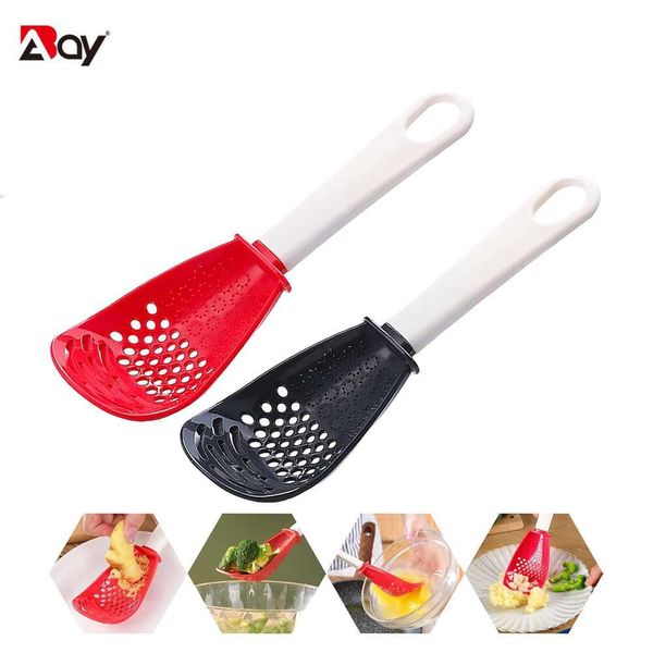 

Kitchen Cooking Spoon Silicone Skimmer Slotted Colander Strainer for Draining Mashing Grating Beating Garlic Press Crusher Tool