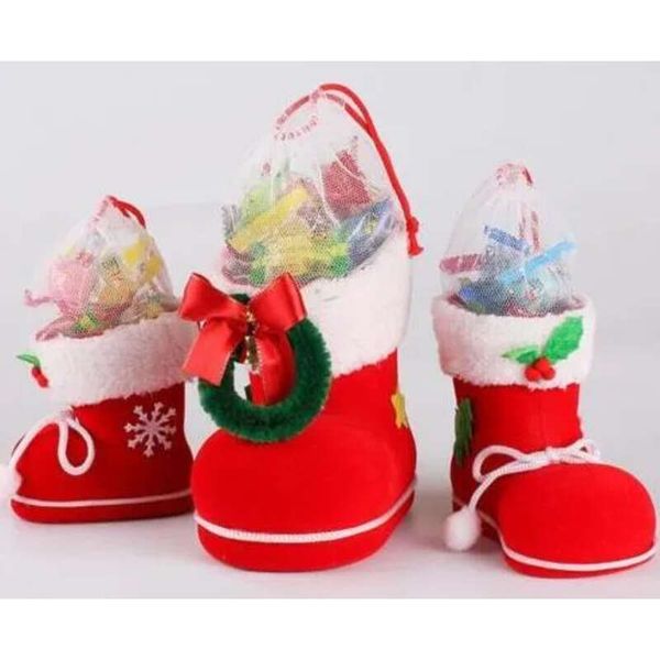 

Gift Candy Spirit Christmas Elf Bag Boot Shoes Stocking Holders XMAS Party Decoration Drawstring Filler Bags Pen Holder Holiday Favor S M  s