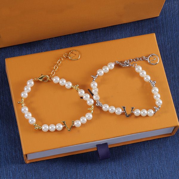 

Designer Bracelet Luxury Pearl Bracelet Birthday Bracelet High Quality Womens Letter Bracelet Party Wedding Jeweley Gift