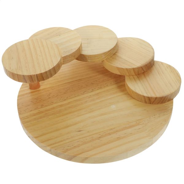 

Rotating staircase decoration exquisite board wooden tray tableware food accessories sushi bridge boat 240911