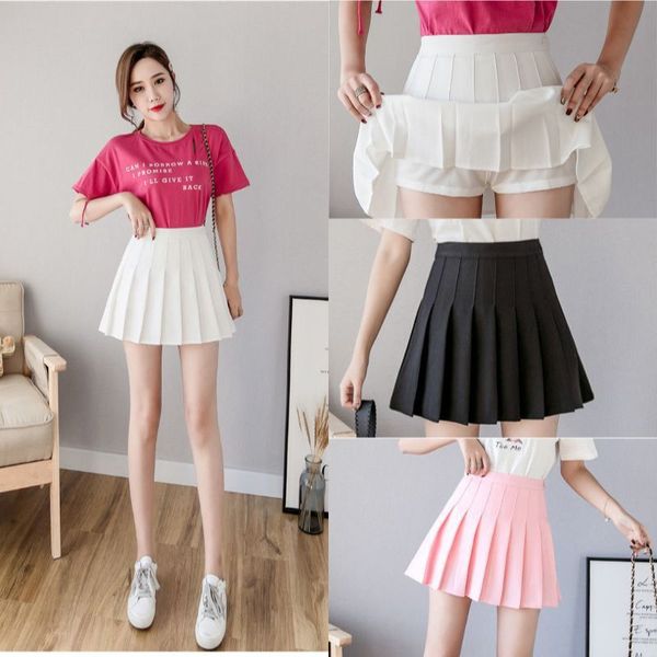 

Spot high waist pleated skirt short skirt women, autumn skirt college style Korean version solid color anti-light a-word skirt wholesale, Gray