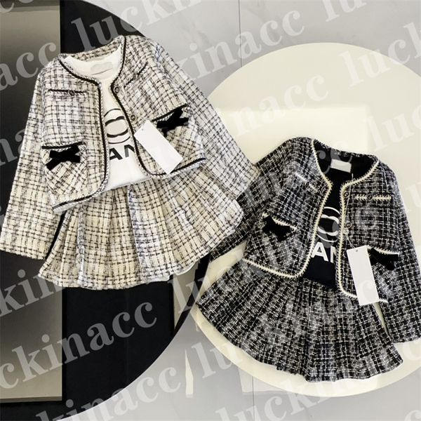 

Designer Winter Dress Fashion Children Long Sleeves Coat Infant Baby Girls Princess Two Pcs Set Clothes with tag AYD2409209, Black