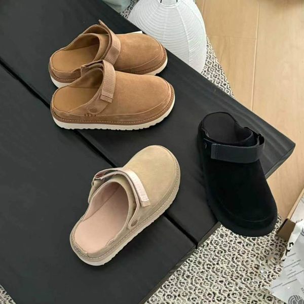 

24ss Baotou Boken summer half drag women's leather breathable thick soled versatile slippers, lightweight and height increasing, men's outdoor shoes