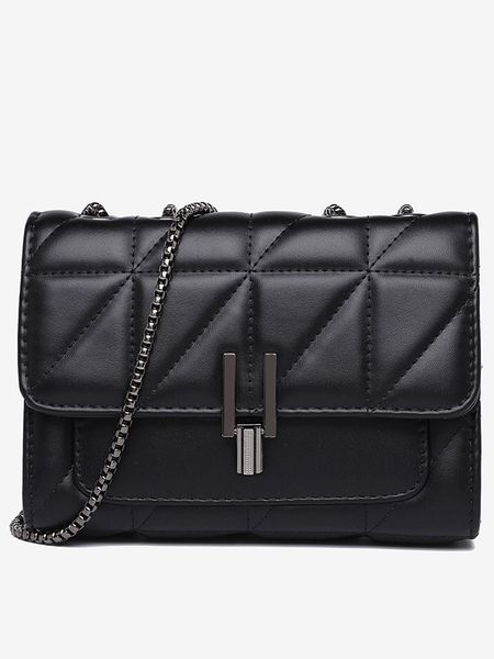 

Women Luxury Designer genuine Bags Leather Chain Women Handbags Shoulder Female bag New Casual Fashion Ladies Messenger Bags, Black