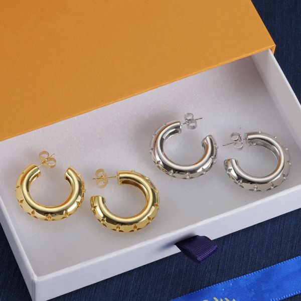 

Womens Brand Earring Luxury Designer Letter 18K Gold Plated Circle Hoop Earring for Women Party Wedding Gift Jewelry