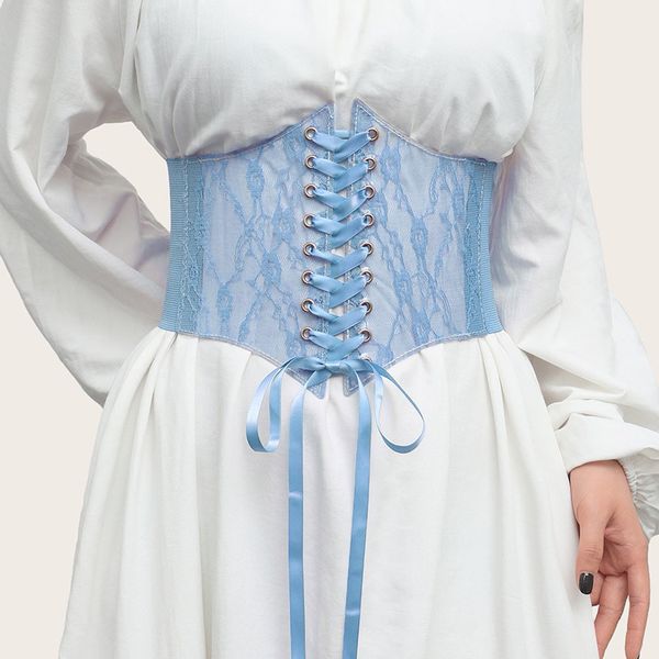 

Fashion wide lace waist cover women's all-in-one dress top decorative belt Silk elastic belt waist cover, Purple
