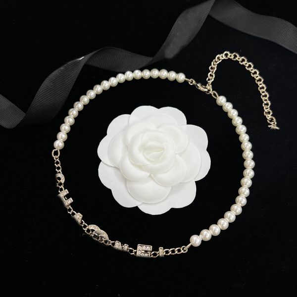 

Luxury Necklace Designer Pendant Necklace for Woman 18k Plated Gold Chain Letter Pearl Necklace Jewelry Wedding Party Gifts