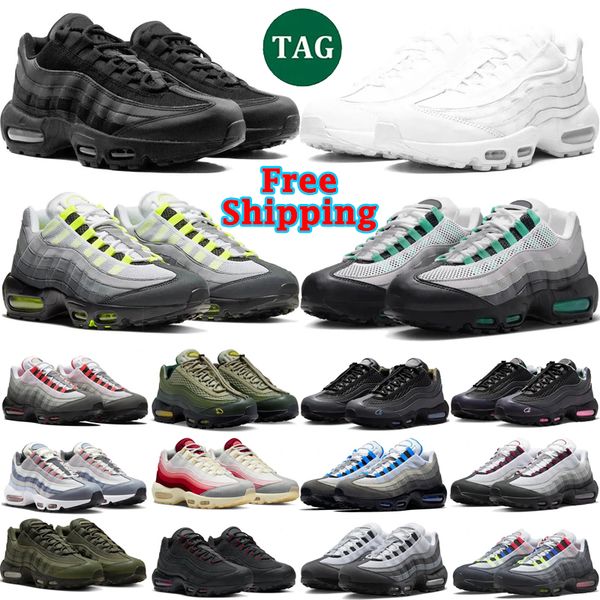 

Free Shipping Neon 95 95s designer shoes for womens mens running sneakers Triple Black White Stadium Green red blue pink men women outdoor sports trainers 36-45
