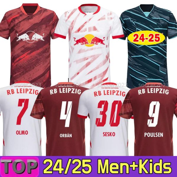 

24/25 RBL Leipziges soccer jerseys 2024 Football Shirts XAVI OLMO POULSEN FORSBERG 2025 Men Uniforms WERNER OPENDA SILVA Version men kids kits socks full sets, 24 25 home