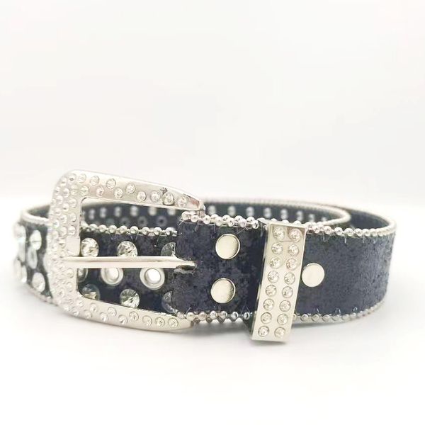 

Classic Western Belt Women's Design Luxury Crystal Rhinestone Inlaid with Full Diamond Punk Fashion Trend Loose Belt, Black