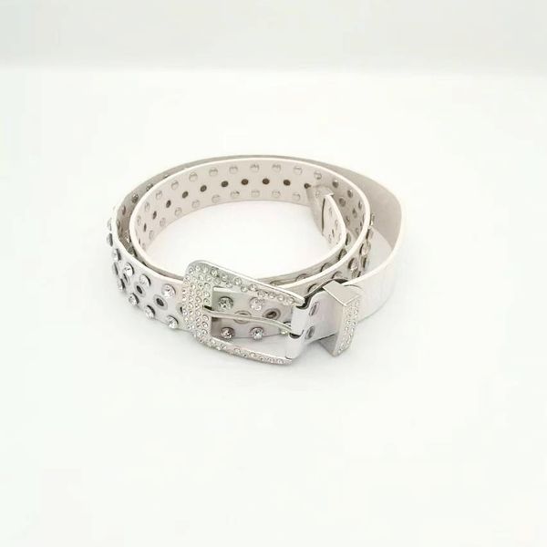

Western Cowboy Rhinestone Crystal Belt Studded Shiny Bling Bling Diamond Punk Belt For Fashion Ladies, White