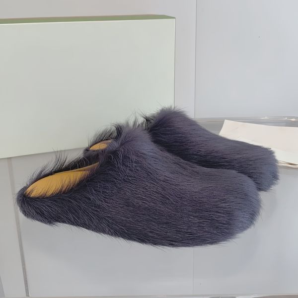 

Luxury slippers for women men new designer shoes long-hair leather fashion shoes couple's solid color home casual shoes winter warm house shoes outdoor non-slip shoes, *21