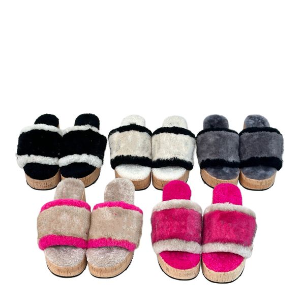 

Women slippers Designer slides slippers slides designer shoes Casual luxury Slippers Fur Women Wool Slippers Flat heels Warm Fluffy Furry Winter slippers, Color5