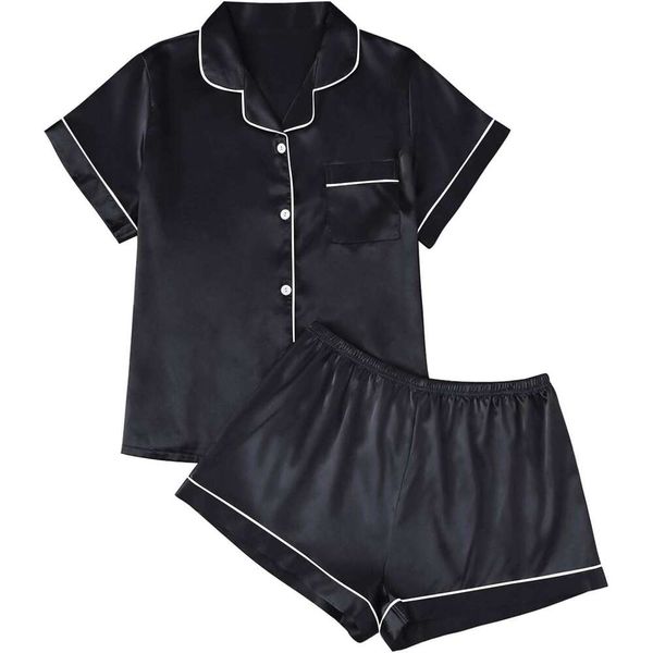 

Silk Satin Pama for women t shirt Pamas 2 Piece Lounge Set Pjs Pj Shorts Matching Sets Summer Soft Loungewear New Korean Version Fashionable