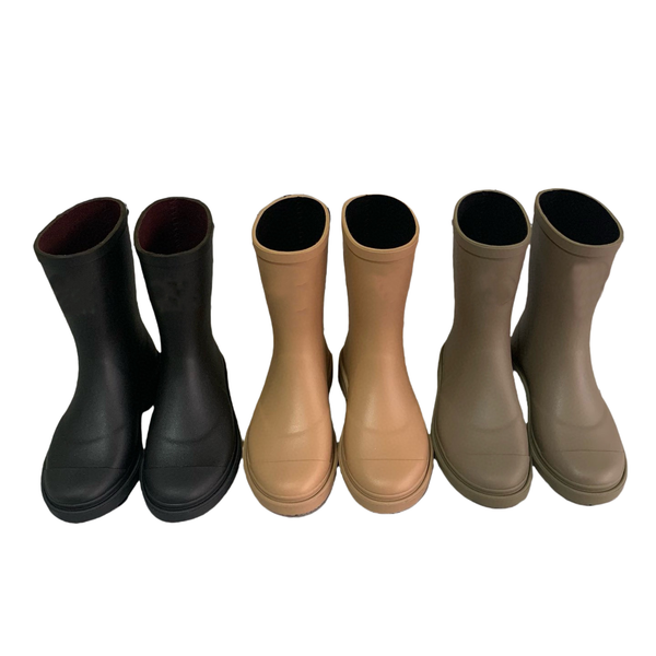 

Designer Boots Women low Heel half boots Thick Sole Long Boots Fashion Square Toe Rain Boots Rubber Boots New Waterproof Anti Slip High Tube Rain Shoes Pure Color, Brown