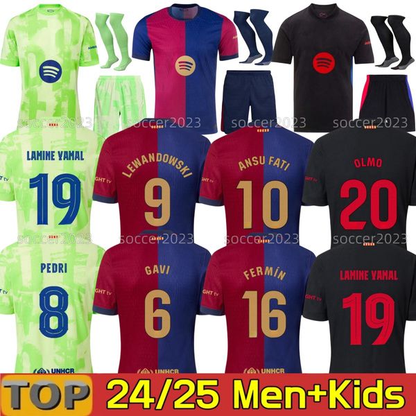 

24 25 LAMINE YAMAL Lewandowski soccer jerseyS KESSIE OLMO GAVI Raphinha FERRAN SENYERA JoAo FElix ROSALIA'S 2024 2025 football shirt kids Kounde men kids kit adult top, Green