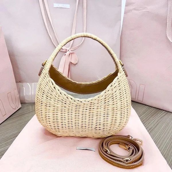 

10a wander Shoulder Designer Cross Body Bags Strap Wicker Woven handbag Cosmetic purses Fashion travel beach Bag Raffias Straw weave Plaited Rattan tote Clutch bags., 2black