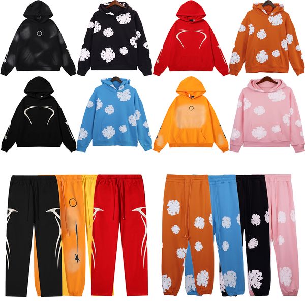 

Men designer hoodies young thug womens hoodie sportswear foam print web pink sweatshirts y2k pullovers pants black streetwear suit tracuit, Purple