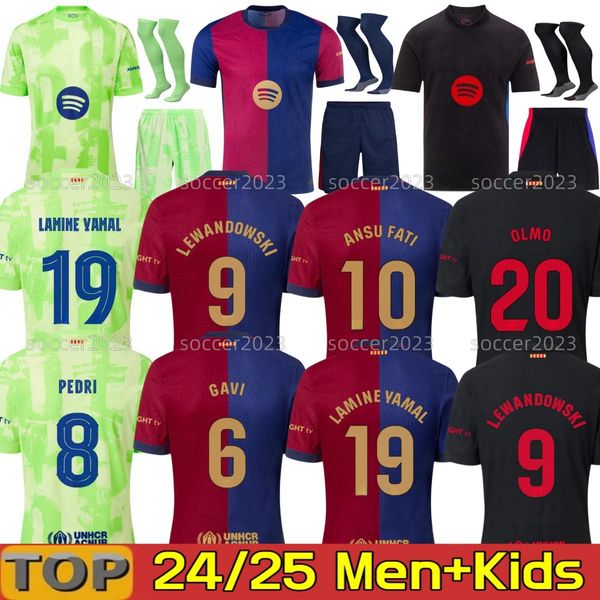 

LAMINE YAMAL soccer jerseys LEWANDOWSKI 24/25 PEDRI GAVI OLMO R. ARAUJO FERRAN RAPHINHA 2024 2025 F. DE JONG Camisetas football shirt men kids kit Fermin BALDE Kounde, Brown