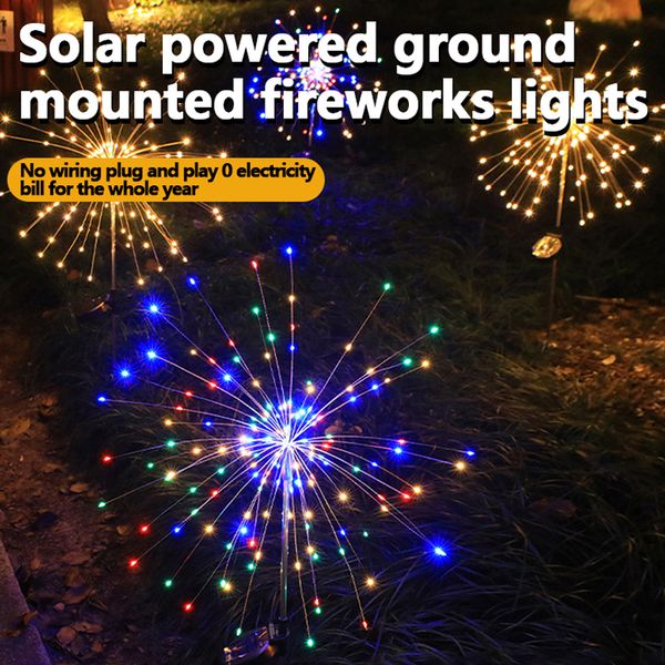 

led solar ground fireworks dandelion string lights garden Christmas decoration lights outdoor lawn garden lights