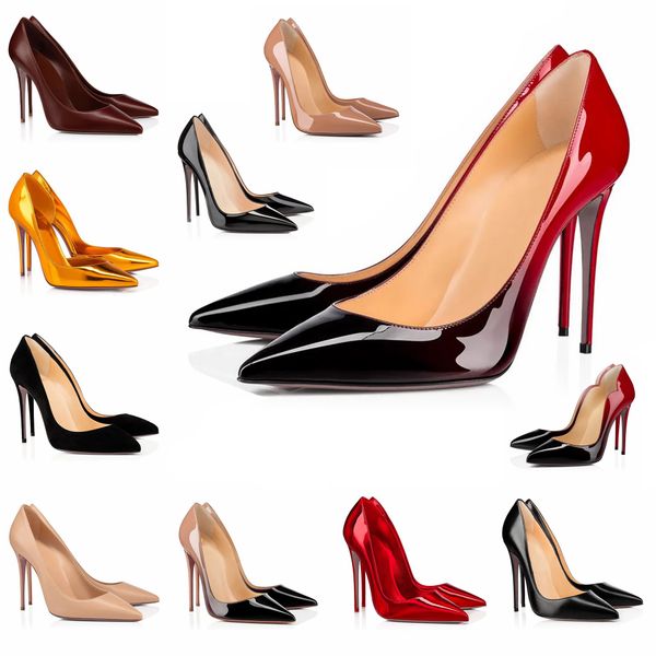 

Designer Women High Heel Shoes Leather Sandals 6cm 8cm 10cm 12cm Nude Black Patent Leather Woman Pumps with suede bag 35-44, #12