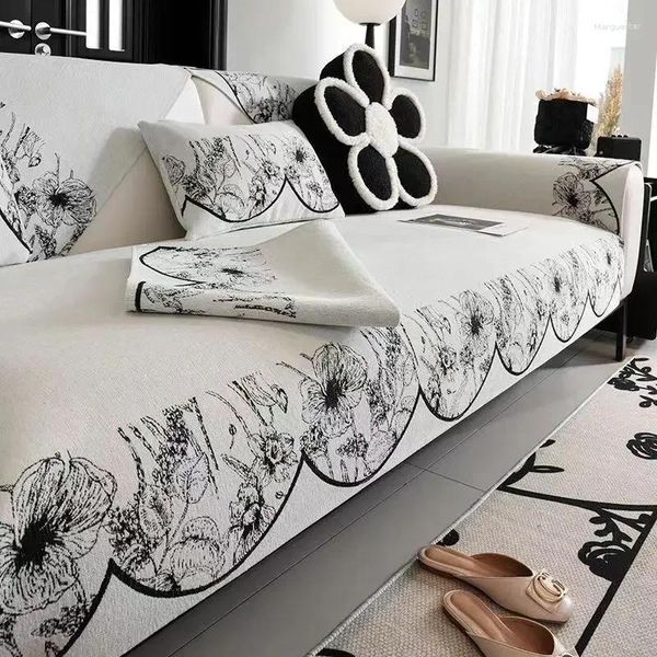 

Chair Covers Thickened Pastoral Fabric Sofa Cover Slip Resistant Slipcover Printing Seat Towel Dust Couches For Living Room