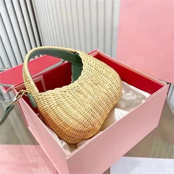 

10a wander Shoulder Designer Cross Body Bags Strap Wicker Woven handbag Cosmetic purses Fashion travel beach Bag Raffias Straw weave Plaited Rattan tote Clutch bags., Green