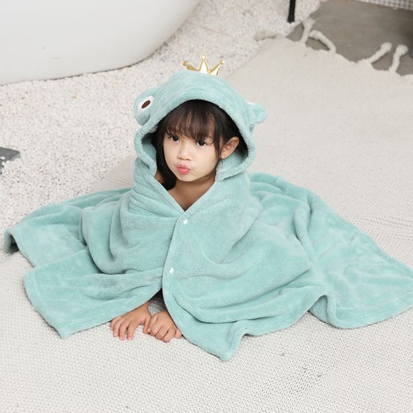 

Childrens Class A Thickened Coral Plush Hooded Cloak Absorbent Water Baby Baths Four Seasons Wearable Bathrope Towel