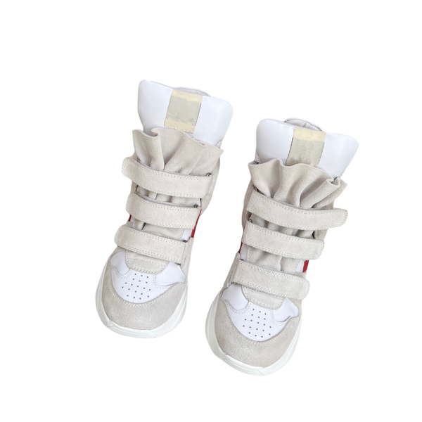 

Women shoes luxury shoes High Quality Designer Shoes Hot Sale-Black Genuine Leather Leather-trimmed Suede Wedge Sneakers Fashion sneakers women sneakers, Color3