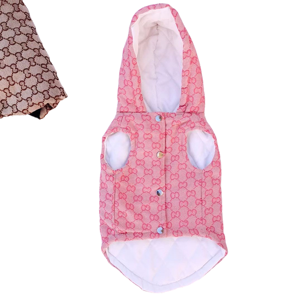 

New Fashion Brand Ins Same Style Pet Vest Cotton Clothes Autumn And Winter Dog Coat French Bulldog Teddy Bichon Jacket, Pink
