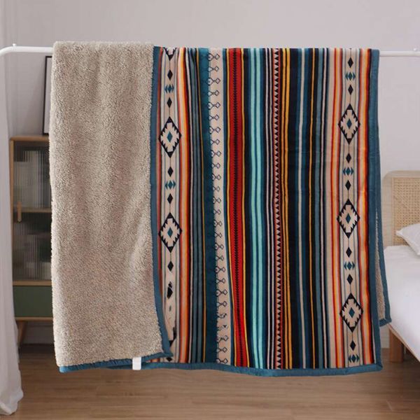 

American designer nap flannel cover blanket sofa, Beige