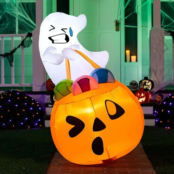 

Iatable 5ft Ghost Halloween Decoration with Built-in LED Lights and Candy Bag
