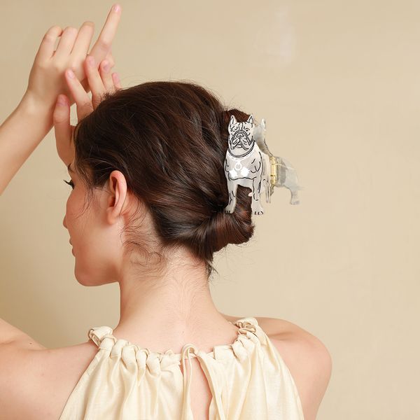 

New acetate animal cute puppy series scrunchies light luxury back of the head hair scrunchies