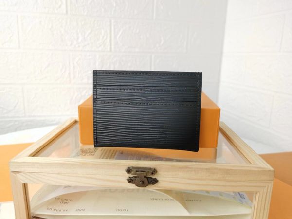 

top Men women holders Lady Card package coin Canvas Leather soft leather mini wallet credit wallets Fashion designer purse Gift card With box, Black grid